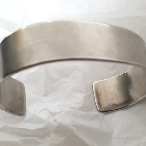 Unisex Silver Bracelet Cuff & Gift Bag Hand Forged Anvil Textured Stainless Steel Anniversary Gift