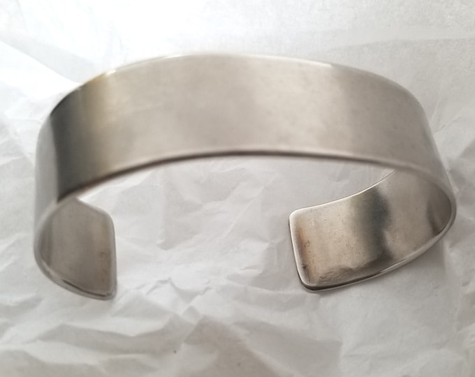 Silver Bracelet, Cuff & Gift Bag, Hand Forged, Anvil Textured, Stainless Steel Anniversary Gift, Bridesmaid Gift, Signed Original for Her