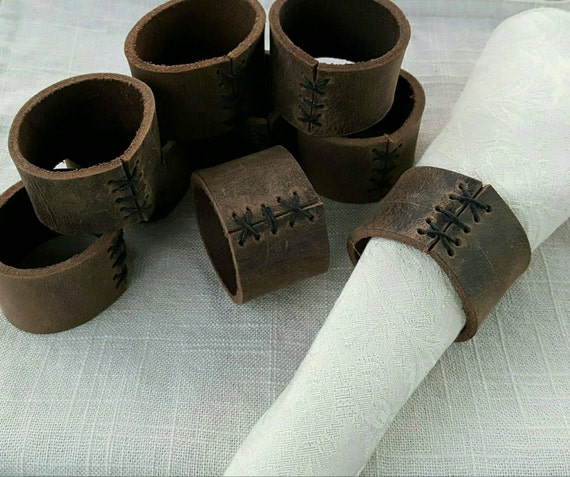 Leather Napkin Rings Casual Dining alfresco Hostess Gift Housewarming Gift Home Decor Dining Leather Accessories Dining Accessories