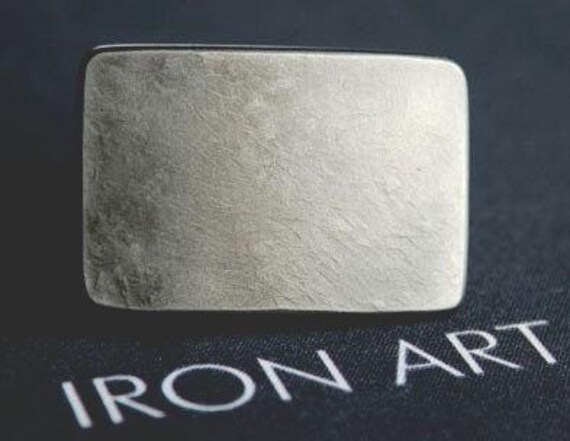 Tiny Silver Buckle & Belt Hand Forged Hypoallergenic Stainless Steel Buckle measures 2.25" x 1.5" and 1.25" Leather Belt (5 colors)