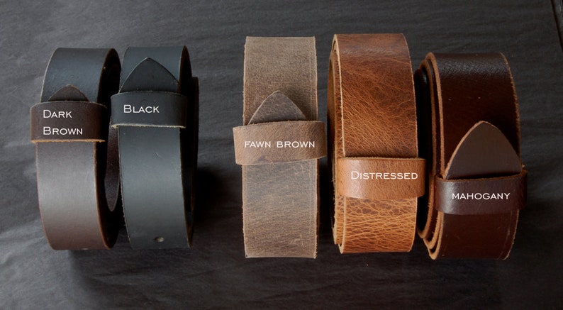 Hand Forged Stainless Steel Buckle & Wood Grain Leather Belt - 1.5" image 3