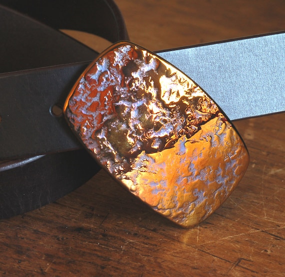 Harley Orange Gold Nugget Belt Buckle Unisex Hypoallergenic Accessories Canadian Hand Forged Original Made in Canada