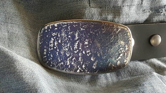 Belt Buckle Silver and Purple Signed Original Hand Forged Unisex Hypoallergenic Western Wear Buckle Stainless Steel Fits 1.5" Belt for Jeans