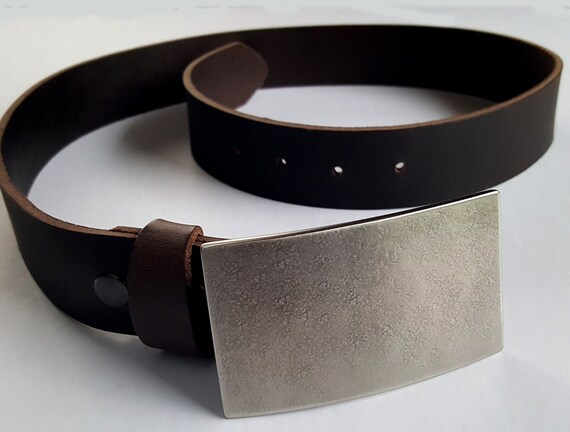 Belt & Buckle Hand Forged Stainless Steel and Leather Anniversary Gift Accessories Gifts for Dad Unisex Belt Buckle and Leather 1-1/2" Belt