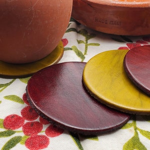 Leather Barware Set Four Leather Coasters Colours Hand-Dyed Leather Anniversary Gift Housewarming Gift Hostess Gift Leatherware