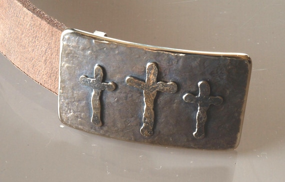 Old Rugged Cross, Belt Buckle, Hand Forged, Rustic Bronze, Hypoallergenic, Stainless Steel, Christian Gifts, CROSS Buckle, For Blue Jeans
