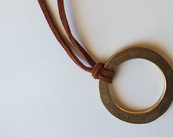 Pendant Gold Hand Forged Circle Pendant 