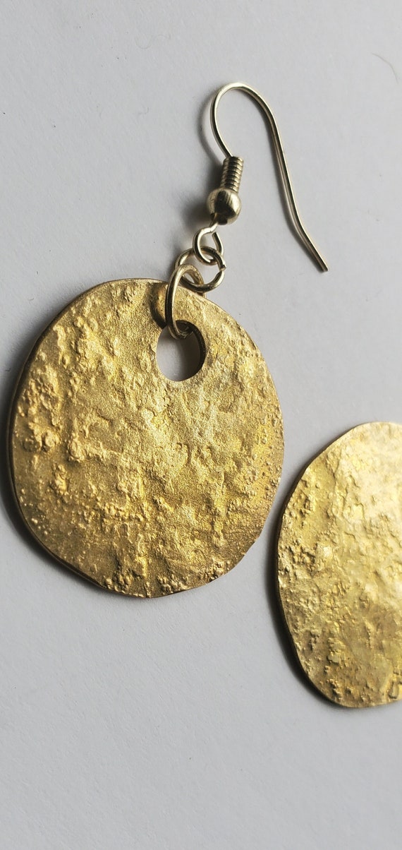 Solar Eclipse Keepsake Earrings Hammered Ancient Gold Earrings Hand Forged Lightweight Gold Earrings & Bag Mother's Day Gift for Mom