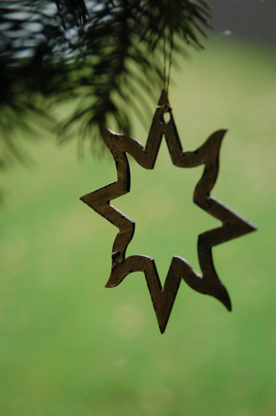 Metal Stars, Hand Painted Stars with String for Hanging, Tree Ornament, Gift Bags, Housewarming Gift, Baby's First Ornament, Window Display