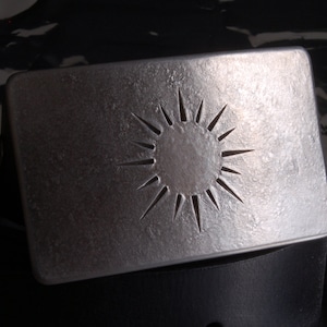 SUN Belt Buckle Silver or Bronze Hand Forged Accessories Stainless Steel Signed Original fits 1-1/2&quot; Belt for Blue Jeans