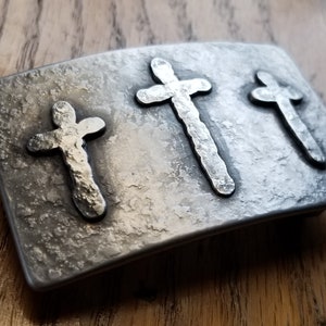 Cross Belt Buckle Fits 1.75" Belt Christian Buckle Old Rugged Cross Hand Forged Rustic Bronze / Silver Stainless Steel Buckle For 1.75" Belt