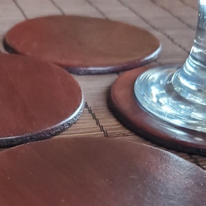 Leather Coaster Set of Four Trivets Variety of Colours Drinkware Coaster Leather Anniversary Gift Housewarming Gift Hostess Gift Leatherware