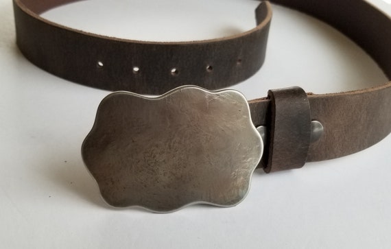 Canadian Belt & Buckle, Stampede Gear, Western Hand Forged Stainless Steel Buckle and Belt, Hypoallergenic Belt Buckle for 1.5" Leather Belt