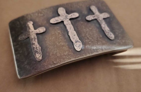 Old Rugged Cross, Belt Buckle, Hand Forged, Rustic Bronze, Hypoallergenic, Stainless Steel, Christian Gifts, CROSS Buckle, For Blue Jeans