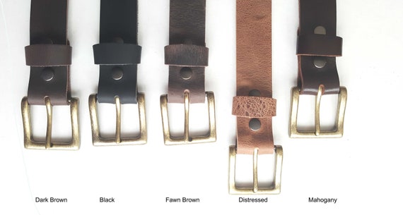 Distressed Leather Belt & Gold Buckle ~ Custom Cut ~ Grooms and Groomsmen's Gift 1-1/2" Belt with snaps for Jean or 1-1/4" Belt for Suit