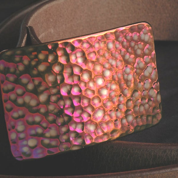Hand Forged Pink Stainless Steel Belt Buckle: Golf Ball Texture, 1.5"