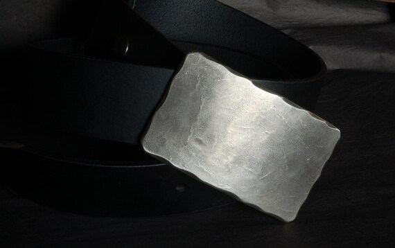RAW Silver Jean Belt Buckle ~ Gift for Him ~ Stainless Steel Hand Forged Hypoallergenic Accessories Fits 1-1/2" Belt for Blue Jeans or Chino