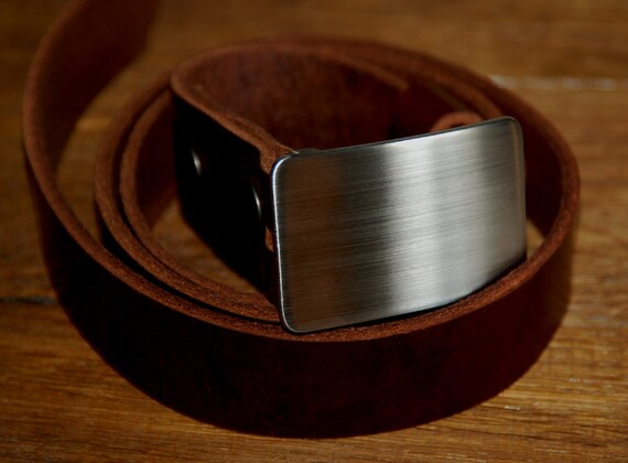 Boyfriend Gifts Brushed Stainless Buckle & Mahogany Leather Belt Men's Accessories For Suits Belt for Suits Gifts for Him Belts Custom Cut