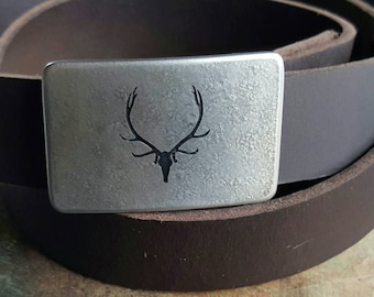 Elk Buckle Only for Jeans Outdoor Gear Stainless Steel Buckle Unisex Buckle Hunting Buckle Hand Forged Buckle Fits 1.5" Leather Belt