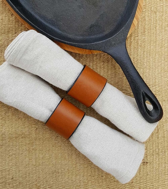 Leather Napkin Rings ~ Variety Colours Tan, Orange, Chartreuse, Purple Dining ~ Housewarming ~ Hostess Gift ~ Home Decor ~ Kitchen Accessory