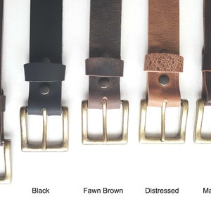 Dark Brown Leather Belt & Gold Buckle ~ Custom Cut ~ Grooms and Groomsmen&#39;s Gift 1-1/2&quot; Belt with snaps for Jean or 1-1/4&quot; Belt for Suits