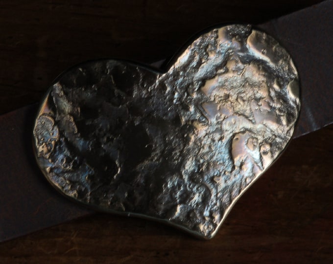 Belt Buckle Lover's Heart Bronze Anniversary Valentine's Day Hand Forged Hypoallergenic Accessories Stainless Steel Buckle Fits 1.5" Belt