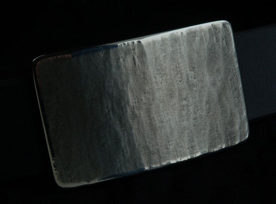 Men's Silver Woodgrain Belt Buckle Signed Unisex HypoAllergenic Accessories Stainless Steel Buckle Fits 1.5" Belt for Blue Jeans or Chinos