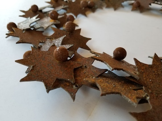 Metal Wreath, Holiday Wreath with Stars & Balls, Rustic Wreath, Holiday Door Decor, Canadian Fall Wreath, DIY Wreath, Metal Wreath for Door