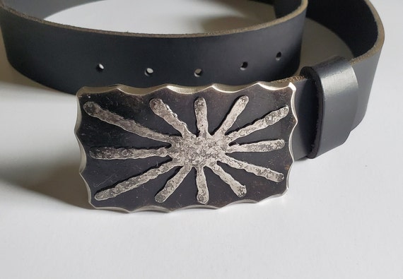 Belt Buckle, Sun Buckle, Bronze Anniversary or Stainless Anniversary Gift, Hand Forged Buckle, Unisex Gift, Buckle for 1.5" Leather Belt