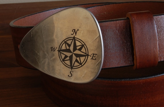 Belt Buckle Nautical Compass Belt Buckle Canadian True North Guitar Pick Buckle Hypoallergenic Accessories Fits 1.5" Leather Belt for Jeans