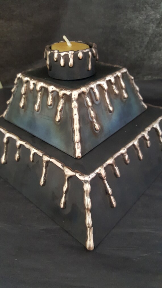Display Stand, Bronze & Black Metal Pedistal, Candle Holder Display, Jewelry Display, Candle Display, Mantle Centerpiece, Bronze Drizzle