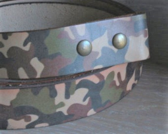 Camouflage Belt with Snaps, CAMO Belt, Hunting Gear, Camo Leather Belt, Custom Camo Belt, Hunting Belt, Camouflage Leather Belt, Unisex Gift