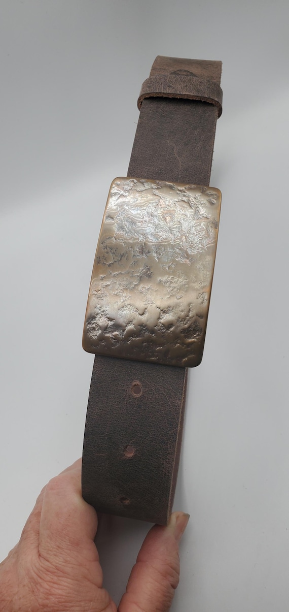 Made in Canada, Bronze Anniversary Gift, Belt Buckle, Hand Forged, Stainless Steel Buckle, One of a Kind Unisex Buckle For 1-1/2" Jean Belt
