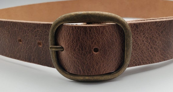 Jean Belt and Buckle -Antique Gold Buckle & Distressed Belt Jeans-Choose Colour Combo-Work, Dress, Jeans- 1-1/2" Belt w choice of Buckle