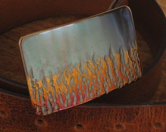 Firefighter's Buckle Hand Forged Flames First Responder Belt Buckle Gifts for Him Signed Original For Leather Belt Jean or Workwear