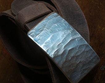 Bronze Anniversary, Wood Grain Belt & Buckle  For Jean,Gift, Hand Forged Stainless Steel Buckle For 1-1/2&quot; Leather Belt,