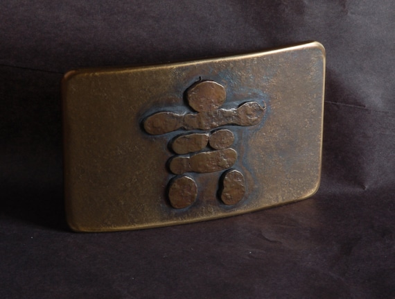 Canadian Inuit Art Inukshuk Belt Buckle Hand Forged Stainless Steel ~ Corporate Gifts~ Hypoallergenic ~ Canadian Made Gifts for 1.5" Belt