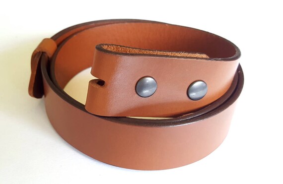 Tan Belt ~ Hand Dyed Bridle Leather Belt with Snaps ~ Interchangeable Belt Custom Cut 1-1/2" Leather Belt for Jeans, Chinos or Dress Pants