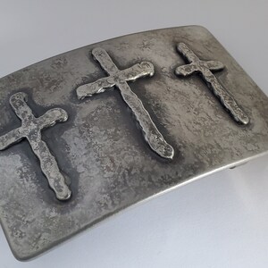HUGE Belt Buckle fits 1.75" Belt Old Rugged Cross Hand Forged Silver or Bronze Stainless Steel Christian Gift CROSS Buckle Fits 1.75" Belt