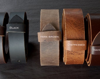 Ceinture en cuir de buffle huilé avec boutons-pression : coupe personnalisée, cinq couleurs