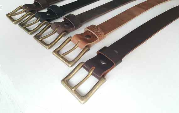 Mahogany Leather Belt & Gold Buckle ~ Custom Cut ~ Grooms Gift and Groomsmen's Gift 1-1/2" Belt with snaps for Jean (Other Colors Available)