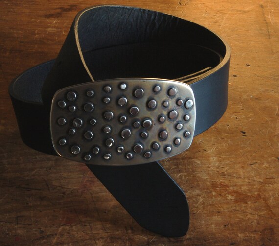 Hypoallergenic Belt Buckle Hand Forged Bronze w/Silver Polka Dots City/Western Wear Accessories Stainless Steel Accessories Fits 1.5" Belt