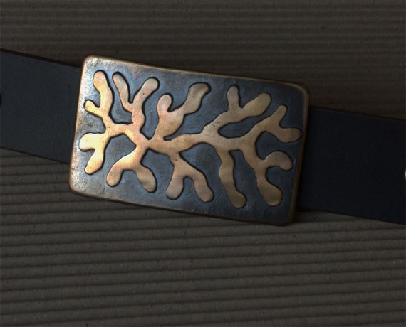 ROOTS Belt Buckle Organic Hypoallergenic Freeform Bronze on Stainless Steel Belt Buckle Canadian Design by Robert Aucoin Fits 1-1/2" Belt