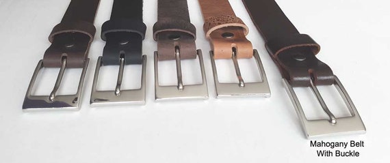 Mahogany Leather Belt with Snaps, Belt Keeper & Buckle ~ Will Custom Cut for You ~ 1-1/2" wide Belt for Jeans or 1-1/4" wide Belt for Suits