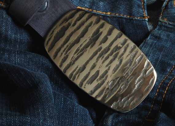 Belt Buckle, Blue Jean, Denim Accessory, Unisex Accessories, Hand Forged Stainless Steel, Hypoallergenic Accessories, Buckle For 1.5" Belt