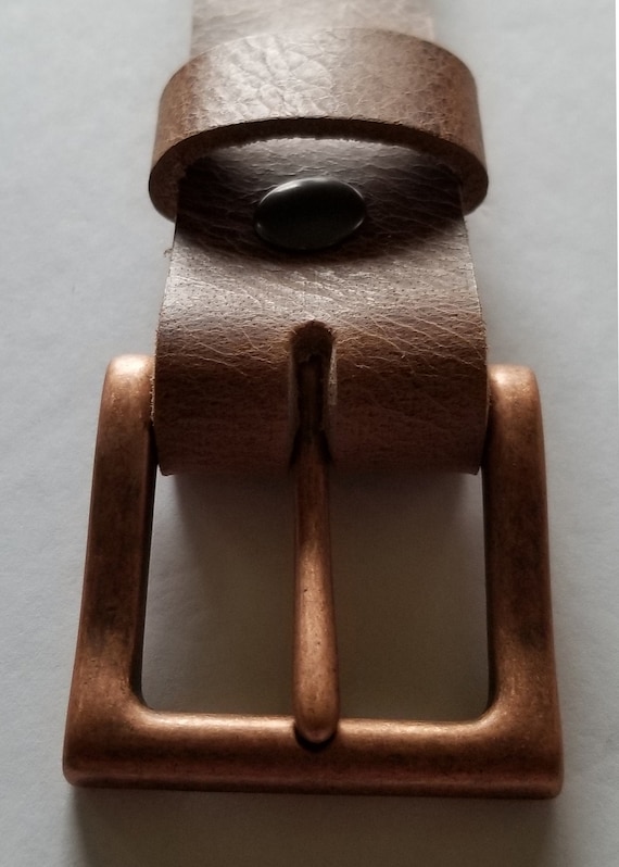Distressed Leather Belt & Simple Buckle Distressed Belt and Copper Buckle, Work Gear, Belt for Jean, Belt for Suit, Gift for Guy, Dad Gift