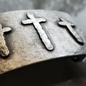 Belt Buckle, Old Rugged Cross, Hand Forged, Stainless Steel or Bronze, Hypoallergenic Gifts, Christian Gifts, CROSS Buckle, For Blue Jeans