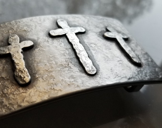 Old Rugged Cross, Belt Buckle, Hand Forged, Rustic Bronze, Hypoallergenic, Stainless Steel, Christian Gifts, CROSS Buckle, For Blue Jeans
