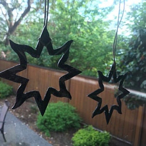 Bird Watcher Gift, Christmas Tree Ornament, Metal Star, Hand Painted for Hanging, Window Decor, Housewarming Gift, Baby's 1st Ornament, Star