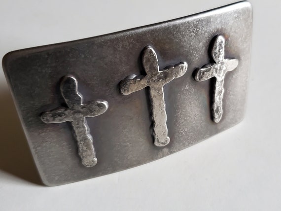 Old Rugged Cross Belt Buckle, Hand Forged Rustic Bronze Hypoallergenic Stainless Steel Christian Gifts CROSS Buckle For Blue Jeans